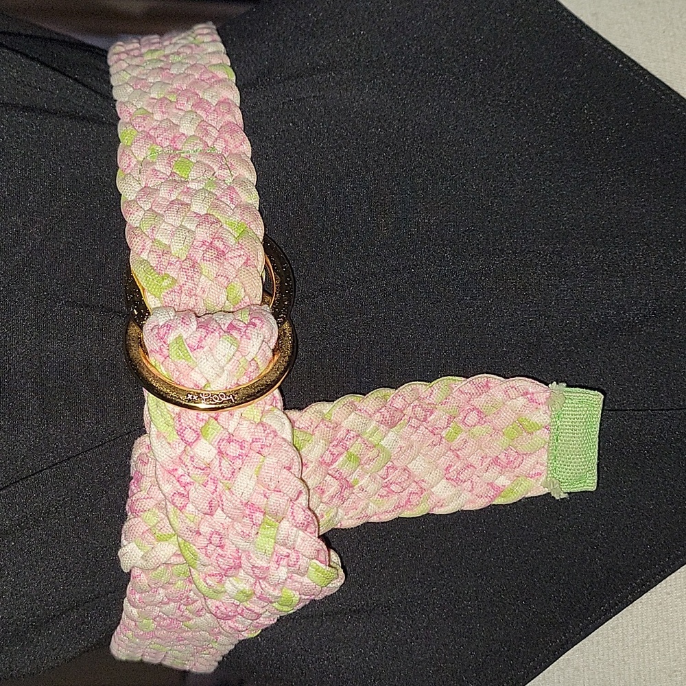 Lilly Pulitzer Pink & Lime Braided Belt with Gold Rings